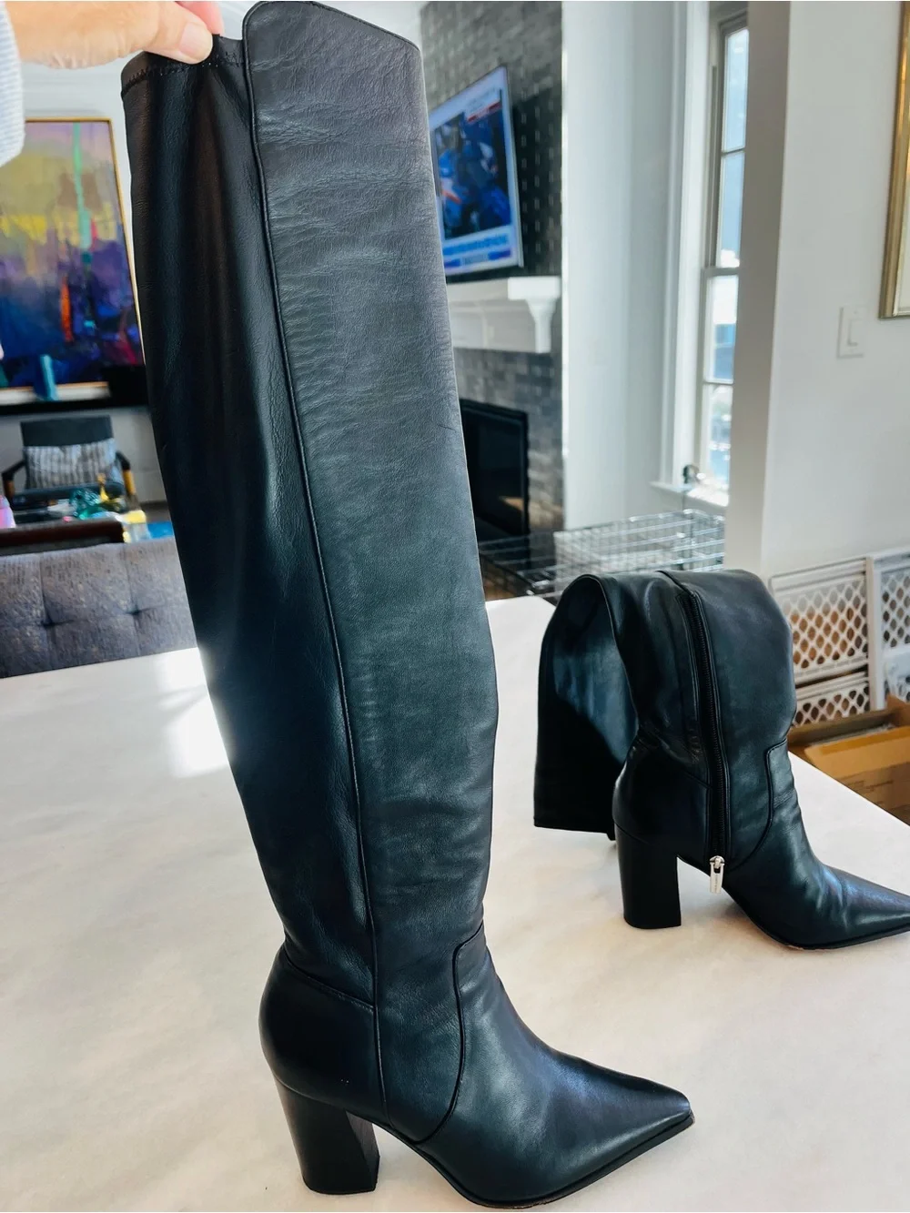 Vince Camuto Women Demerri Black Pull On Tall Over-the-knee Boots Shoes Size 7